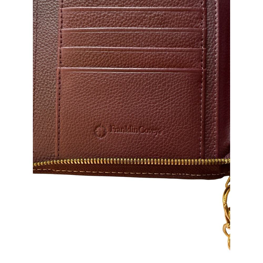Franklin Quest Planner Binder Burgundy Brown Verona Leather Zip Around No Ring - Picture 3 of 8